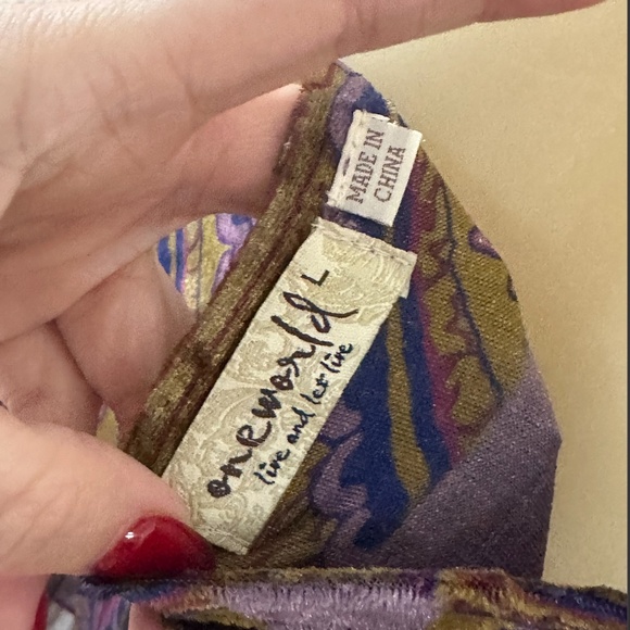 One World Live and Let Live Women's Large Velvet Purple Dress Multicolor - Picture 2 of 9